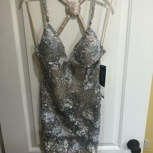 Jovani Sheer Sequin Dress